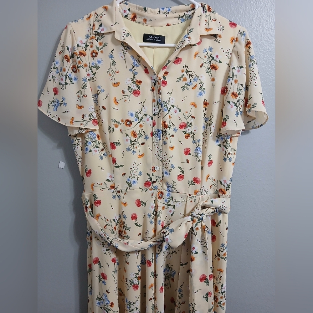 Tahari ASL Cream Midi Dress‎ Sophisticated and Versatile - Picture 3 of 13